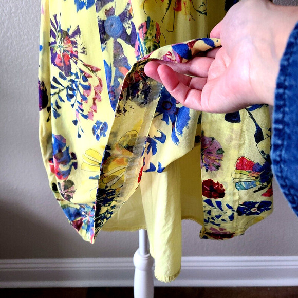 Anthropologie x Vanessa Virginia Halter Dress Sz 2 Floral Sundress‎ Yellow Strap - Picture 3 of 11